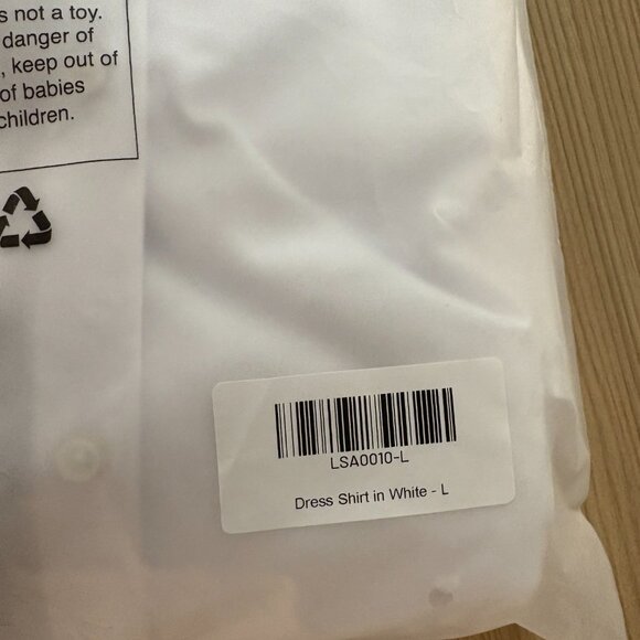 Tailored Athlete Athletic Fit Dress Shirt Large White Long Sleeve Button Collar - Picture 3 of 4